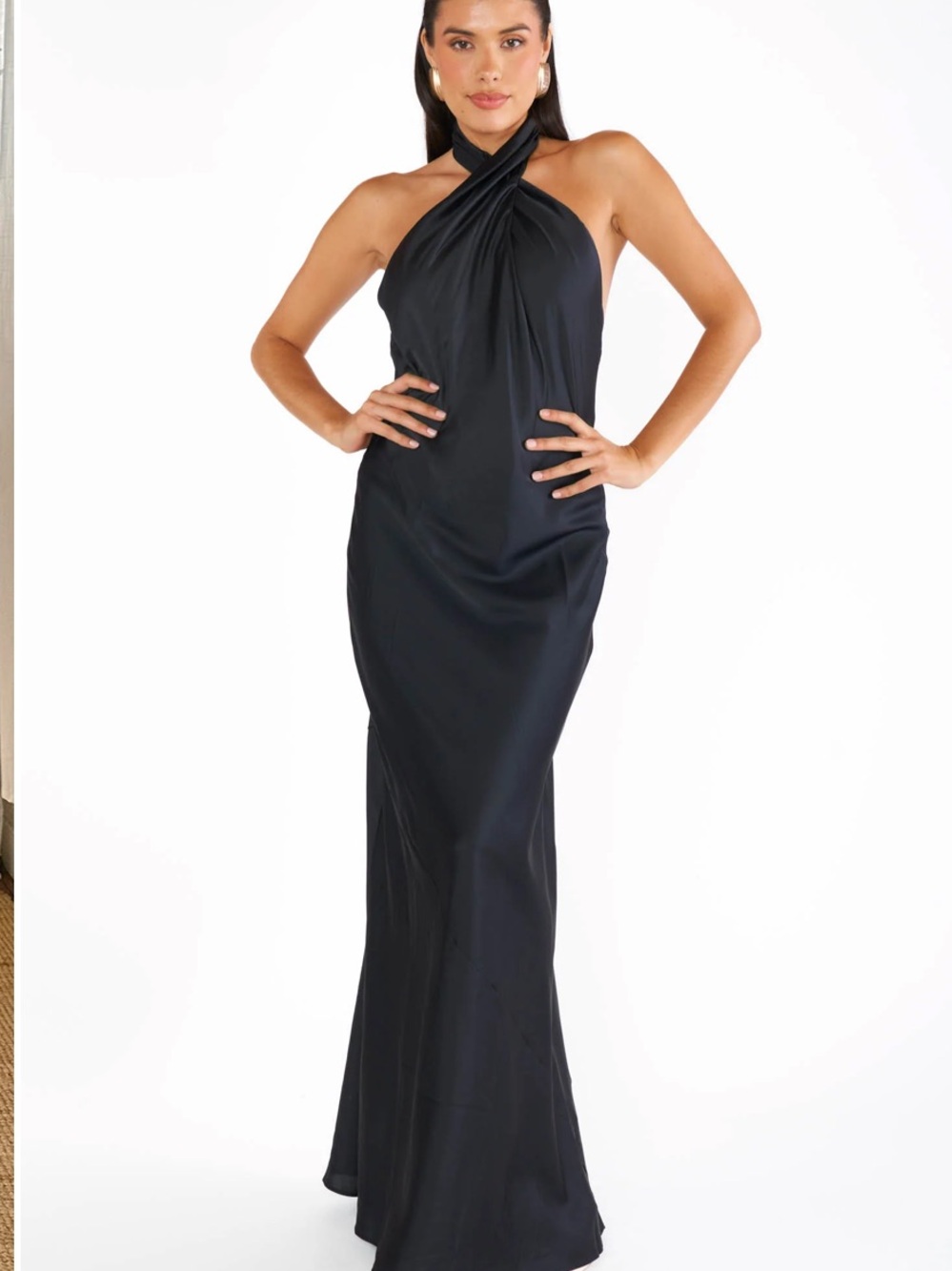 Show Me Your MuMu Jasmine Black Twisted Halter Maxi Dress | XXS